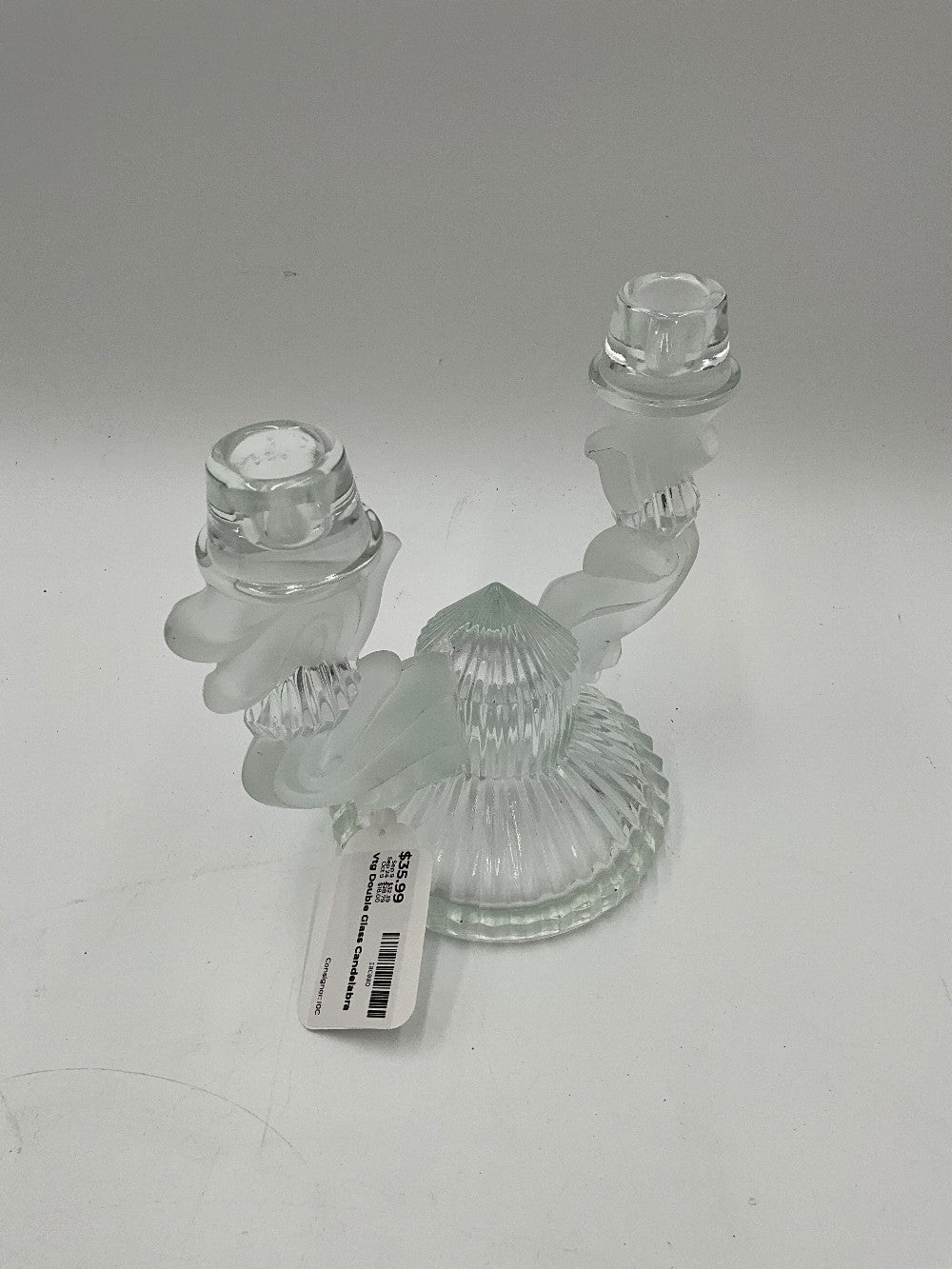 Vtg Double Glass Candelabra